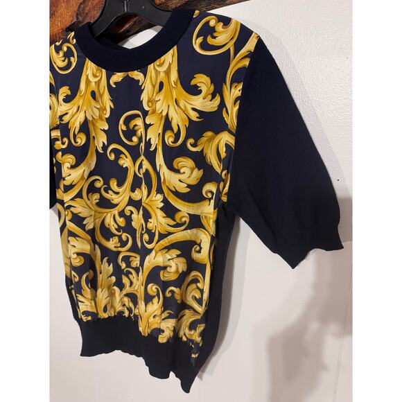 Auth. Vintage Salvatore Ferragamo Silk Scrolls Printed Blouse Size S - Picture 3 of 6